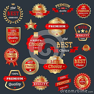 Best choice and premium quality product badges guarantee sign label best symbol medal collection certificate warranty Vector Illustration