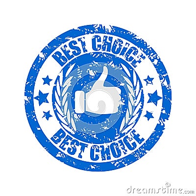 Best choice stamp, quality mark thumb up imprint Vector Illustration