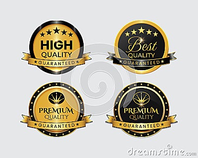 Best collection of premium high quality gold badges and labels Stock Photo