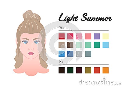 Best colors for Light Summer color type Vector Illustration