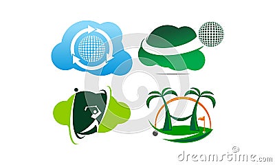 Best Course Golf Template Set Vector Illustration