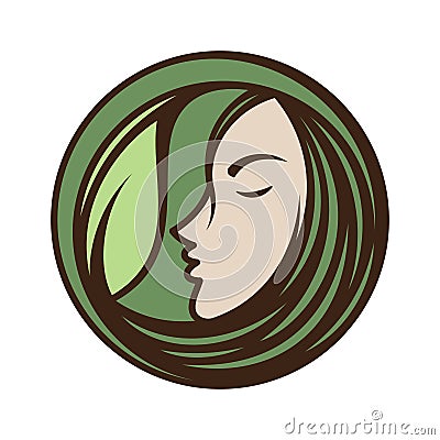 Best creative woman face icon Vector Illustration