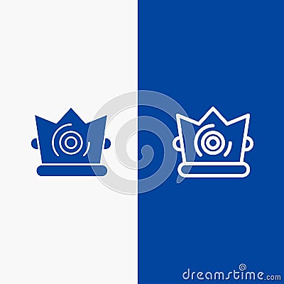 Best, Crown, King, Madrigal Line and Glyph Solid icon Blue banner Line and Glyph Solid icon Blue banner Vector Illustration