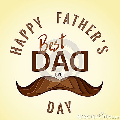 Best dad ever 3d paper cut hipster mustache design Vector Illustration