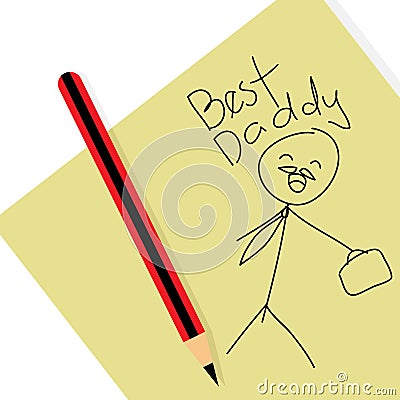 Best Daddy Message Simple Doodle Illustration Vector Illustration