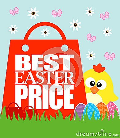 Best Easter Price , funny chicken Vector Illustration