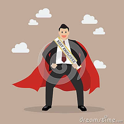 Best employee businessman superhero Vector Illustration