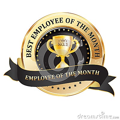 Best employee of the month - golden black ribbon Stock Photo