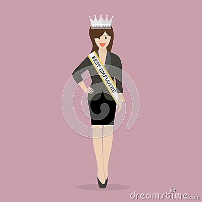 Best employee woman Vector Illustration