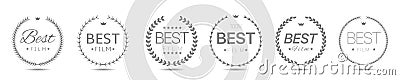Best film laurel wreath label set Vector Vector Illustration