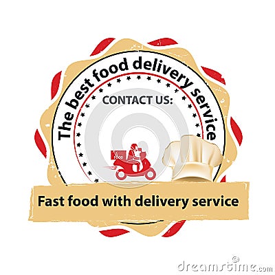 The best food delivery service printable stamp Vector Illustration