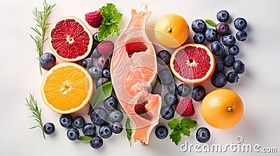 The best foods for healthy lungs and breathing. Assortment of natural products to boost lungs health. Generative ai Stock Photo