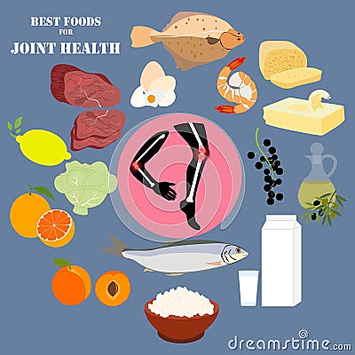 Best foods for joint health vector illustration Vector Illustration