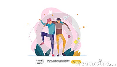 best friends forever concept for celebrating happy friendship day event. vector illustration of social relationship with people Vector Illustration