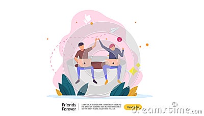 best friends forever concept for celebrating happy friendship day event. vector illustration of social relationship with people Vector Illustration