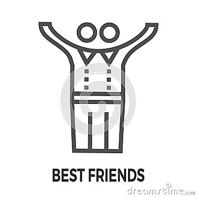 Best friends line icon Vector Illustration