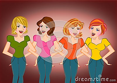 Best friends Cartoon Illustration