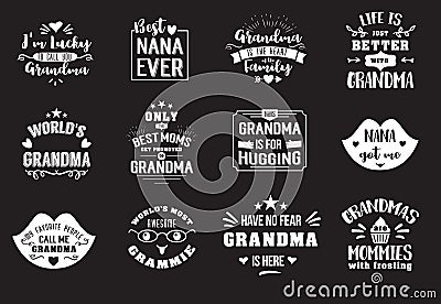 Best grandma handwritten in white Vector Illustration