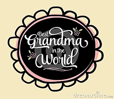 Best Grandma in the World Emblem Vector Illustration