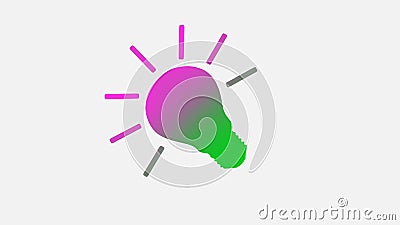 Best green and pink color idea bulb icon on white background Stock Photo