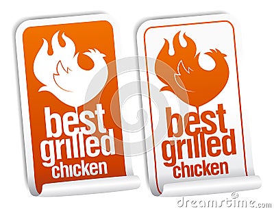 Best grilled chicken stickers. Vector Illustration