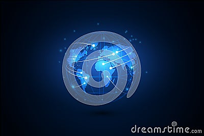 Best Internet Concept of global business. Globe, glowing lines o Vector Illustration