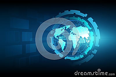 Best Internet Concept of global business. Globe, glowing lines o Vector Illustration