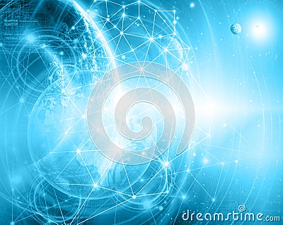 Best Internet Concept of global business.Technological background. Rays symbols Wi-Fi, of the Internet, television Stock Photo