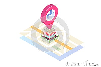 The best location on the map. Pointing to the house. Vector Illustration