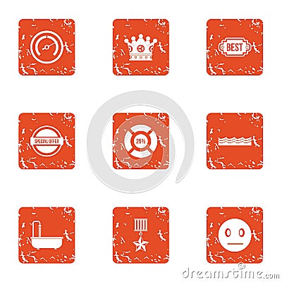 Best luck icons set, grunge style Vector Illustration