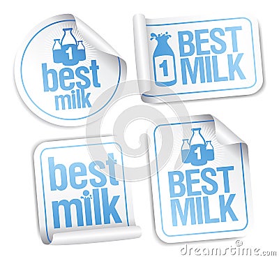 Best milk stickers. Vector Illustration