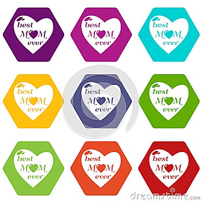 Best mother icons set 9 vector Vector Illustration