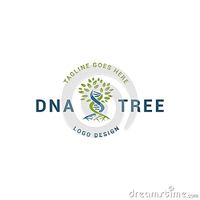 DNA Helix and tree for logo design inspiration Vector Illustration