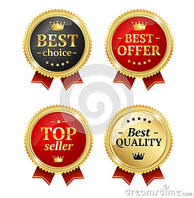 Best Offer or Choice Sale Label Medal Set. Vector Vector Illustration