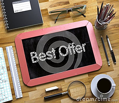 Best Offer on Small Chalkboard. 3d. Stock Photo