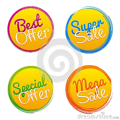 Best Offer, Super Sale, Special Offer and Mega Sale Vector Marks. Vector Illustration