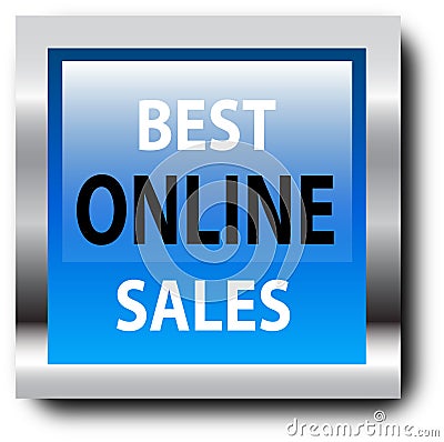 Best Online sale web button classic blue button white background Cartoon Illustration