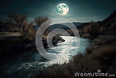 Best places to see the moon over a river Stock Photo