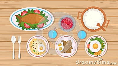 The best popular Indonesian food Vector Illustration