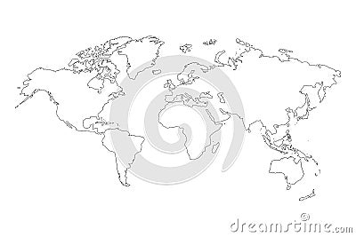 Best popular world map outline graphic sketch style, background vector of Asia Europe north south america and africa Vector Illustration