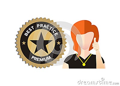 Best Practice premium icon with thumb up Vector Illustration