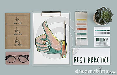 Best Practice Thumbs Up Approval Concept Stock Photo