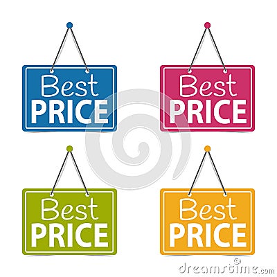 Best Price Hanging Business Signs - Vector Illustration - Isolated On White Background Stock Photo