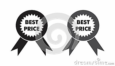 Best Price Icons round ribbons in black and grey colors Vector Illustration
