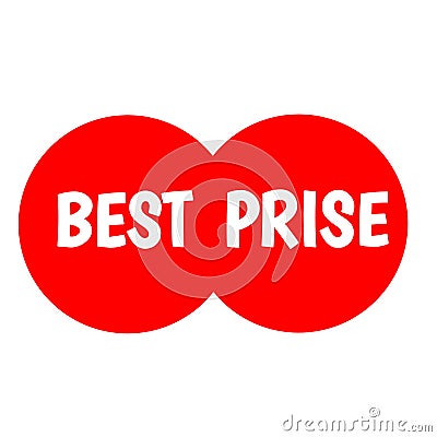 Best prise stickers red circle and white letters icon 3d brand and productions Stock Photo