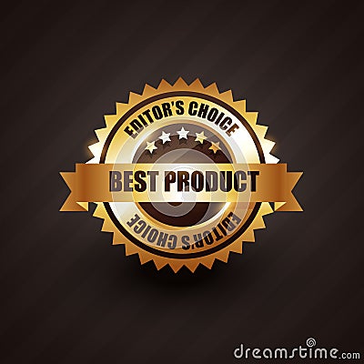 Best product golden label badge vector design Cartoon Illustration
