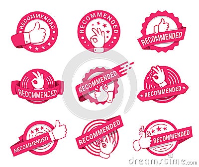 Best recommendation badge, bestseller tag and top rating advice Vector Illustration