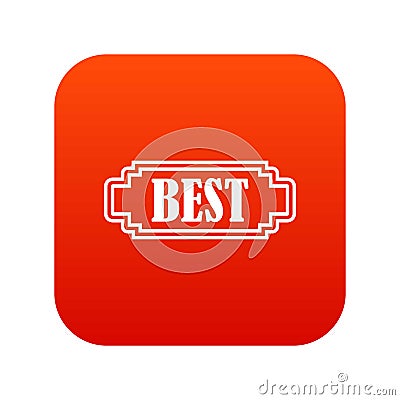 Best rectangle label icon digital red Vector Illustration