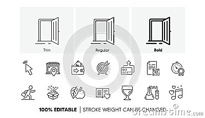 Best result, Businessman run and Apple line icons. For web app, printing. Line icons. Vector Vector Illustration