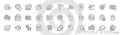 Best result, Consult and Cogwheel line icons. For web app, printing. Line icons. Vector Stock Photo